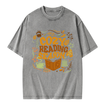Pagewings Cozy Reading Season Unisex Washed T-shirt