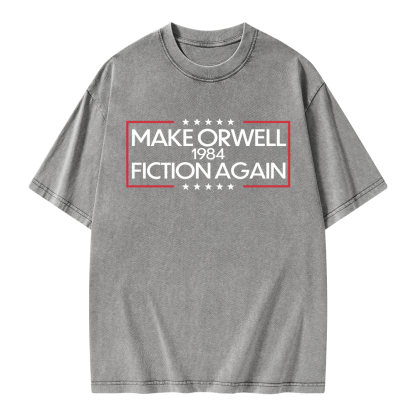 Pagewings Make Orwell Fiction Again Unisex Washed T-shirt