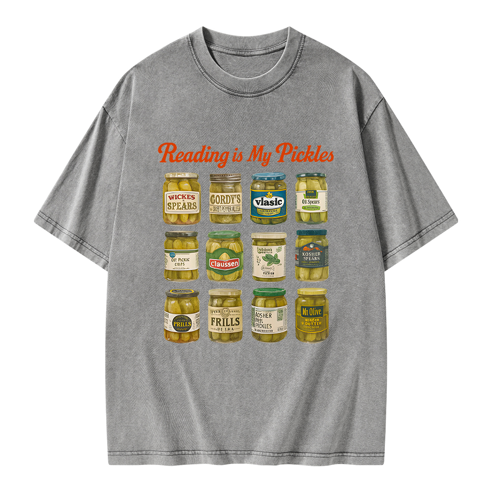 Pagewings Reading Is My Pickles Unisex Washed T-shirt