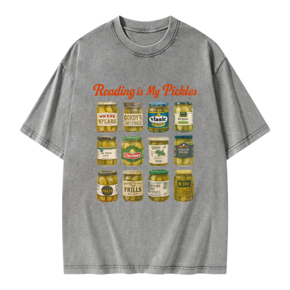 Pagewings Reading Is My Pickles Unisex Washed T-shirt