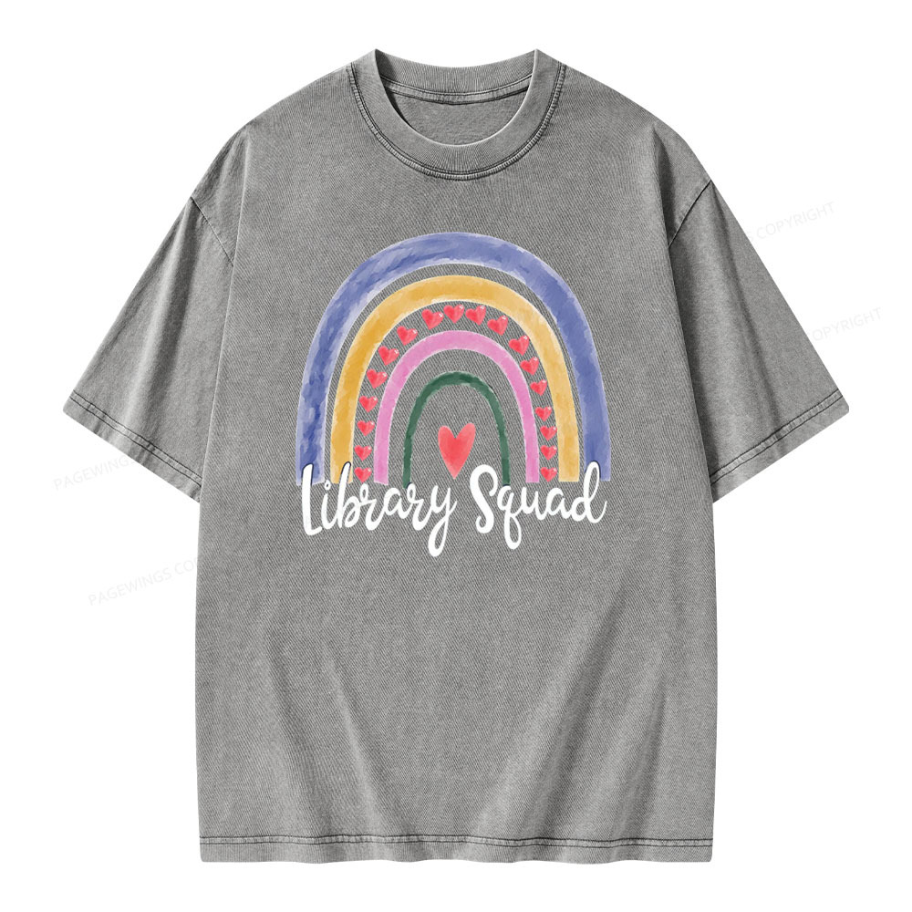 Pagewings Librarian Tee, Library Team Tee, Library Squad Shirt Unisex Washed T-shirt