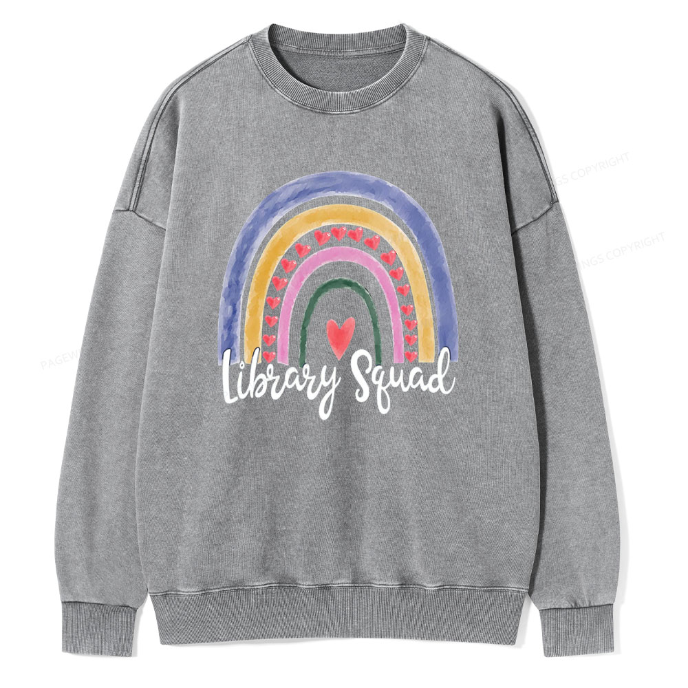 Pagewings Librarian Tee, Library Team Tee, Library Squad Shirt Unisex Washed Sweatshirt