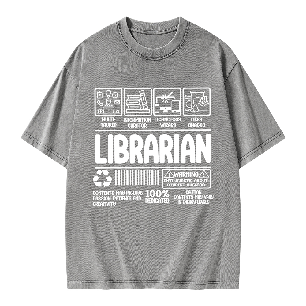 Pagewings Librarian Back To School Unisex Washed T-shirt