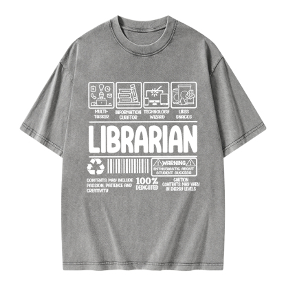 Pagewings Librarian Back To School Unisex Washed T-shirt