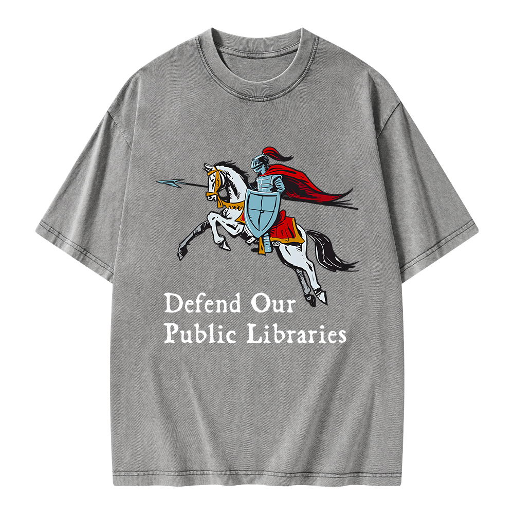 Pagewings Defend Our Public Libraries Unisex Washed T-shirt
