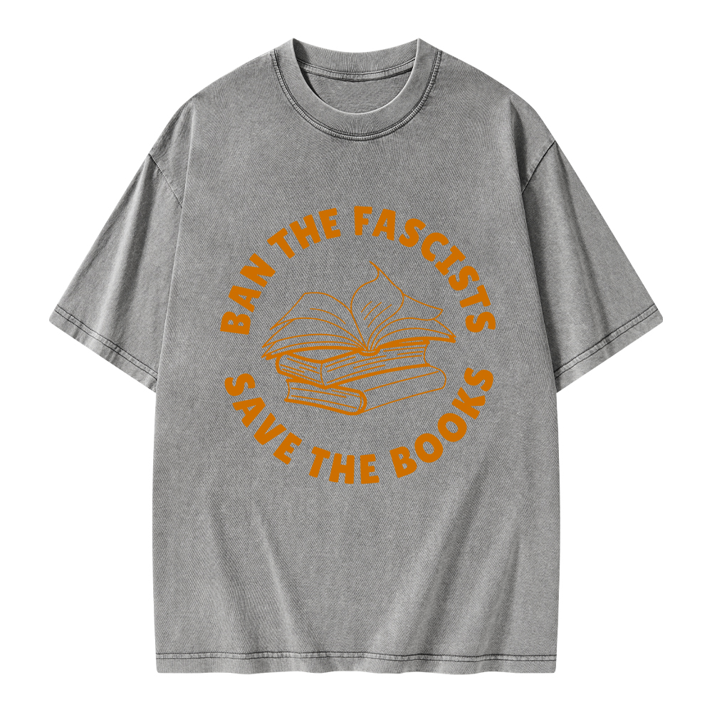 Pagewings Ban The Fascists Save The Books Unisex Washed T-shirt