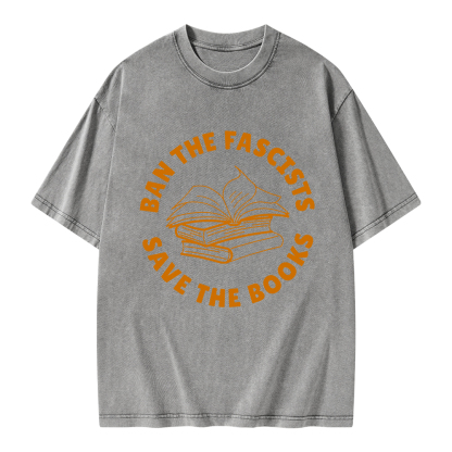 Pagewings Ban The Fascists Save The Books Unisex Washed T-shirt