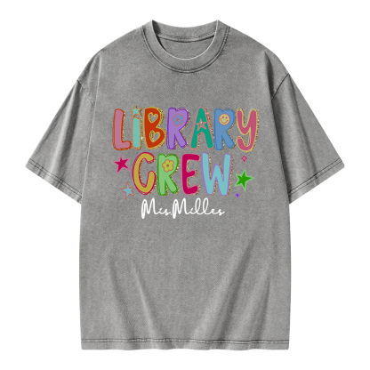 Pagewings Personalized Name Library Crew  Unisex Washed T-shirt