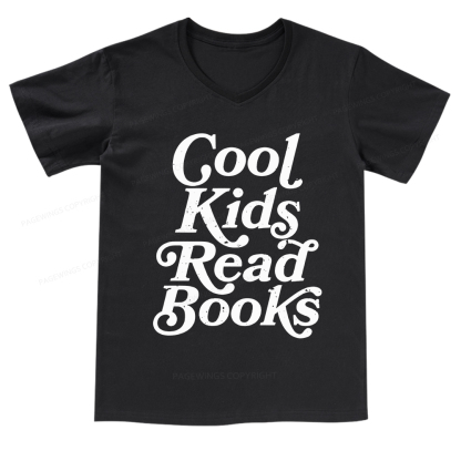 Pagewings Cool Kids Read Books V-neck T-shirt