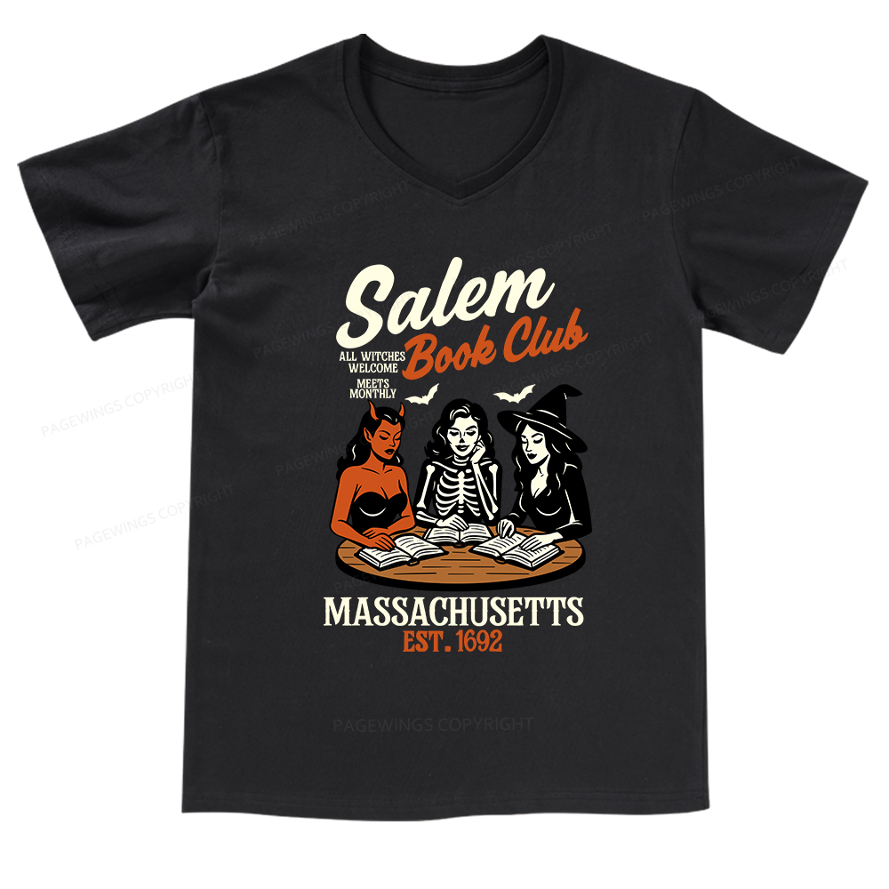 Pagewings Salem Book Club V-neck T-shirt