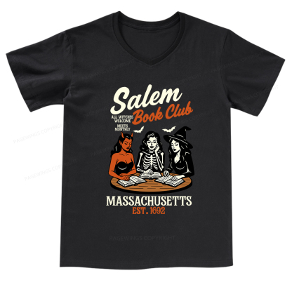 Pagewings Salem Book Club V-neck T-shirt