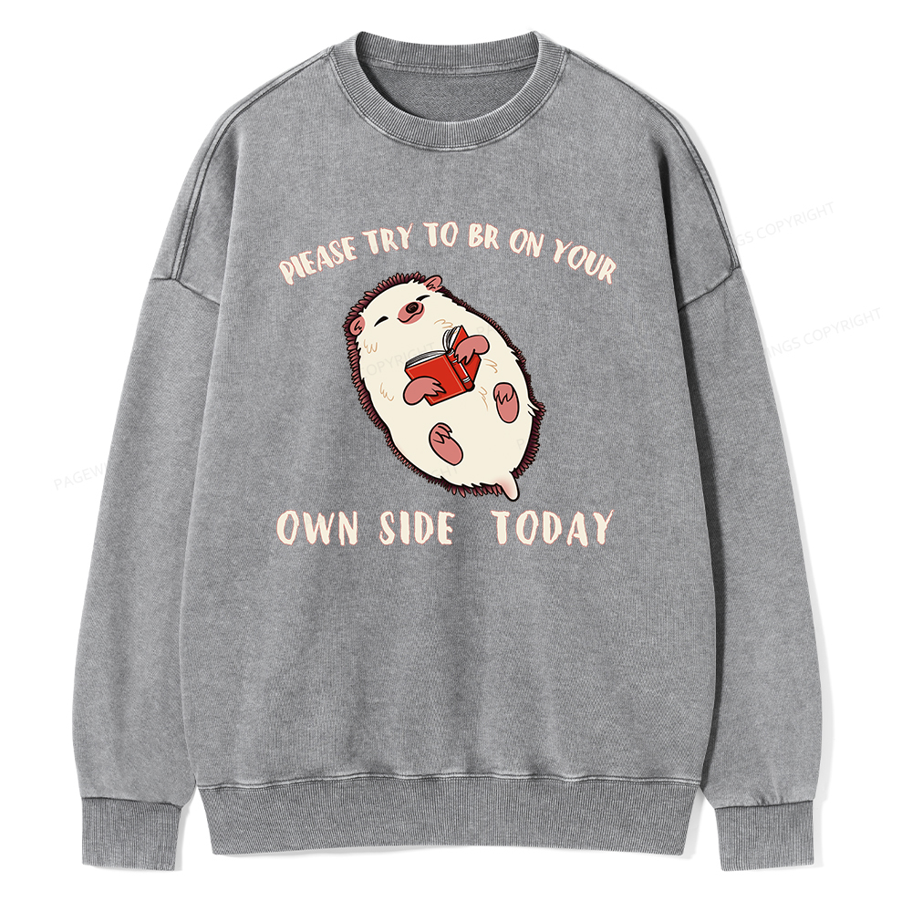 Pagewings Please Try To Be On Your Own Side Today Unisex Washed Sweatshirt