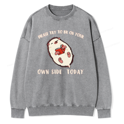 Pagewings Please Try To Be On Your Own Side Today Unisex Washed Sweatshirt