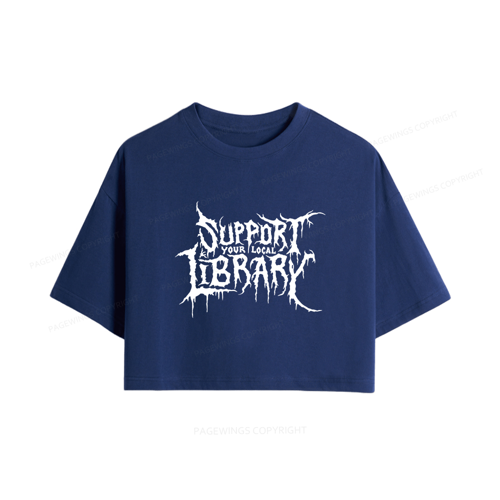 Pagewings Support Your Local Library Women Crop Tops
