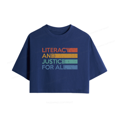 Pagewings Literacy and Justice For All Women Crop Tops