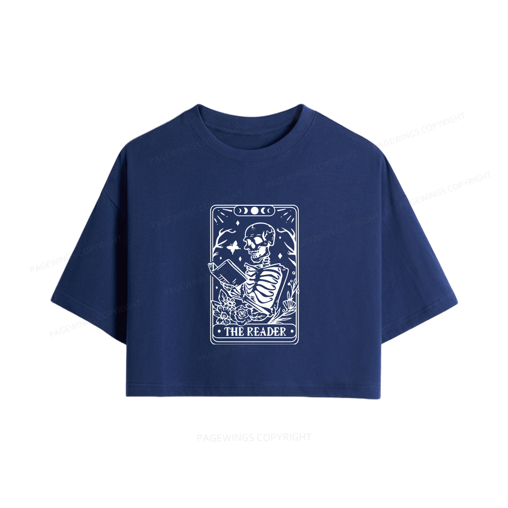 Pagewings Halloween The Reader Tarot Card Women Crop Tops