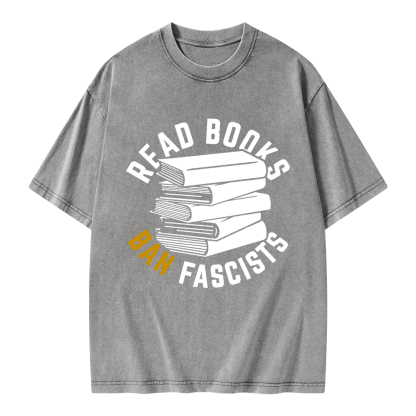 Pagewings Read Books Ban Fascists Unisex Washed T-shirt