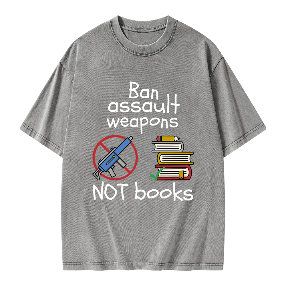 Pagewings Ban Assault Weapons Not Books Unisex Washed T-shirt