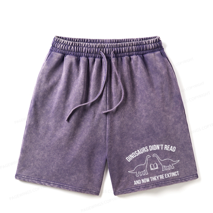 Pagewings Dinosaurs Didn't Read Unisex Washed Shorts