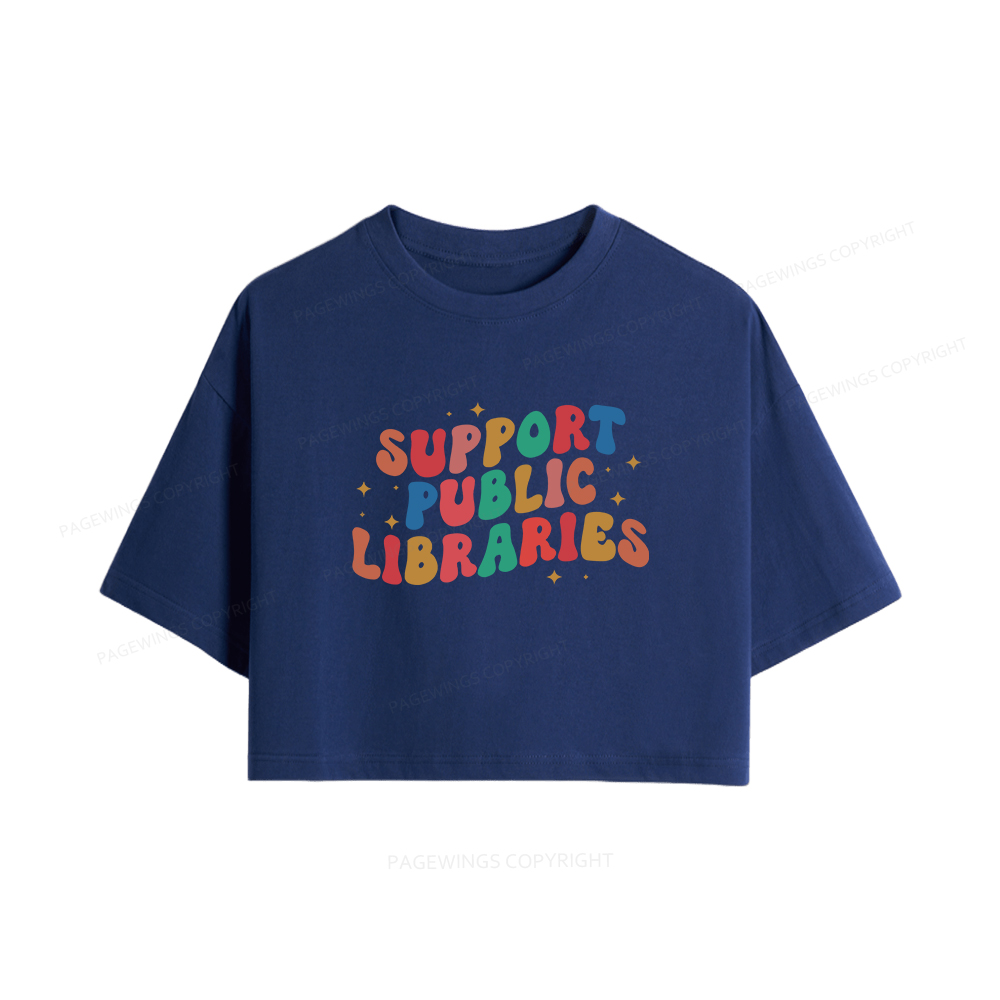 Pagewings Public Library Women Crop Tops
