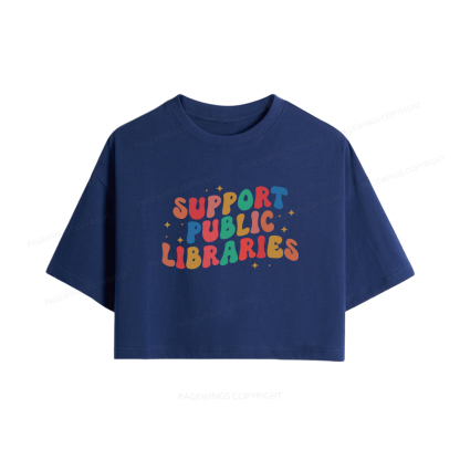 Pagewings Public Library Women Crop Tops