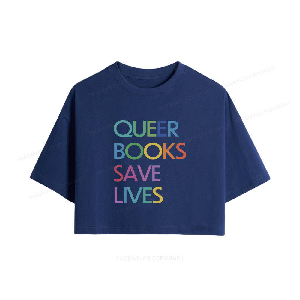 Pagewings Queer Books Save Lives Women Crop Tops