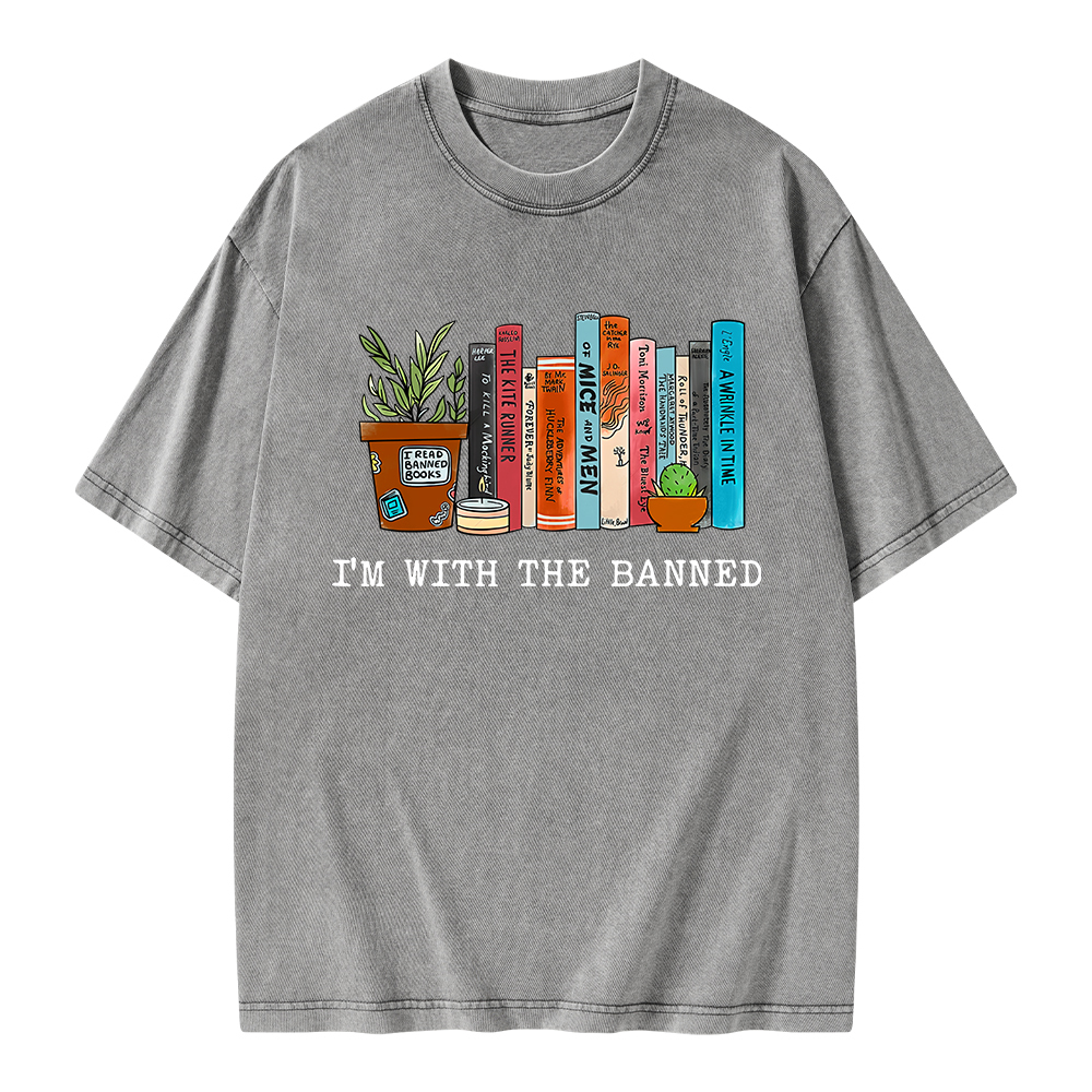 Pagewings I'm With The Banned Reading Book Unisex Washed T-shirt