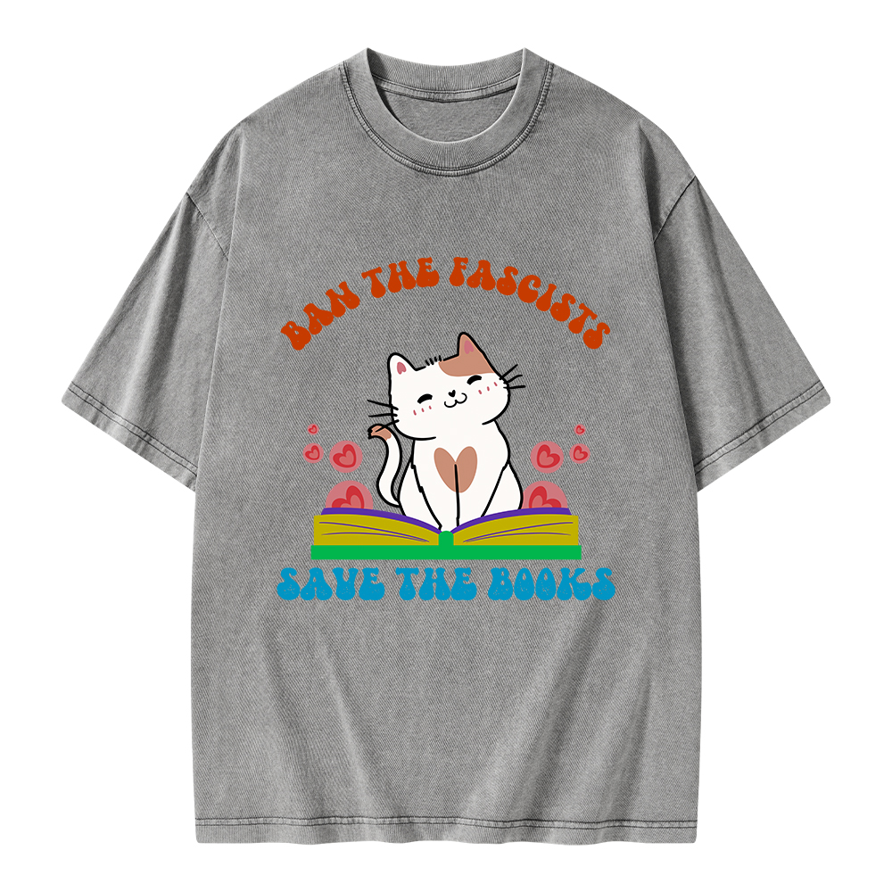 Pagewings Ban The Fascists Save The Books Unisex Washed T-shirt