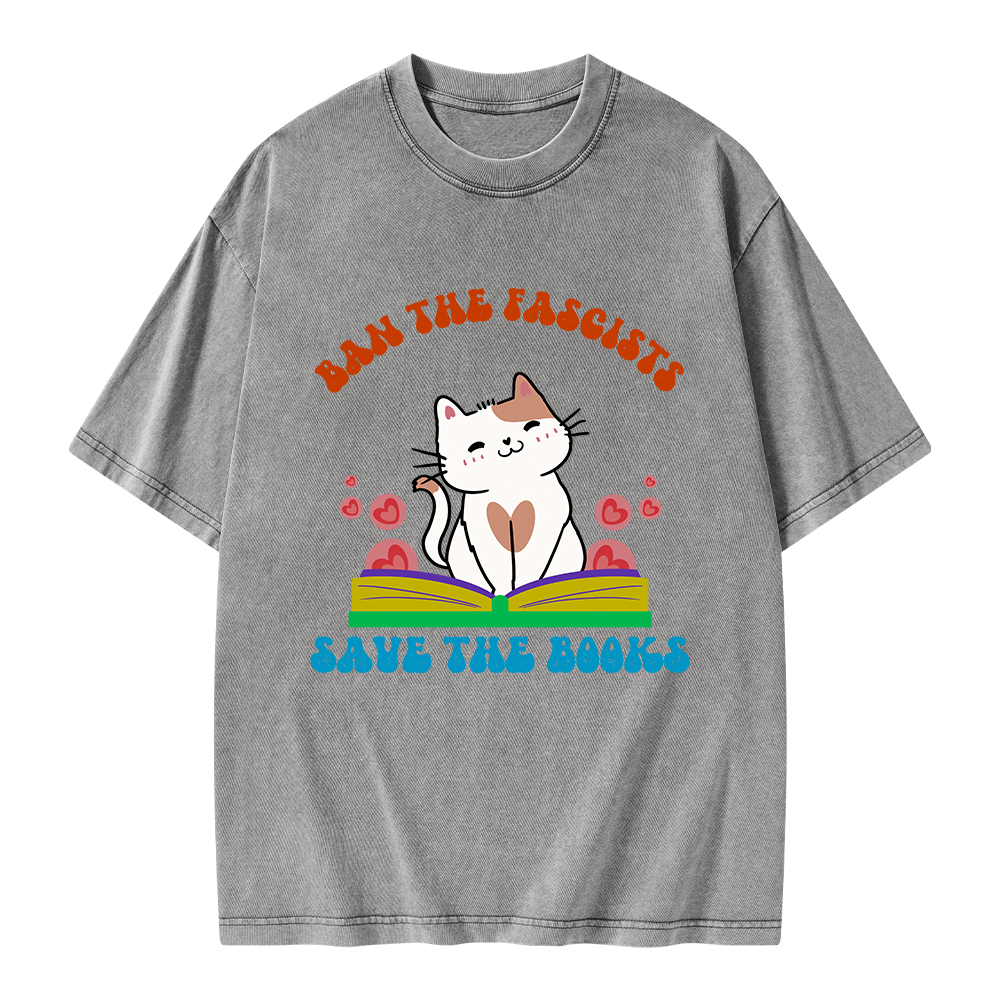 Pagewings Ban The Fascists Save The Books Unisex Washed T-shirt