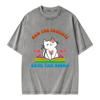 Pagewings Ban The Fascists Save The Books Unisex Washed T-shirt