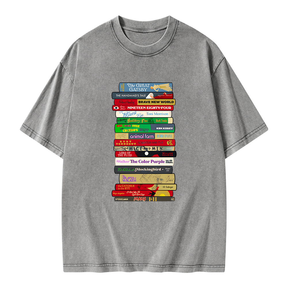 Pagewings Classic Banned Books Unisex Washed T-shirt