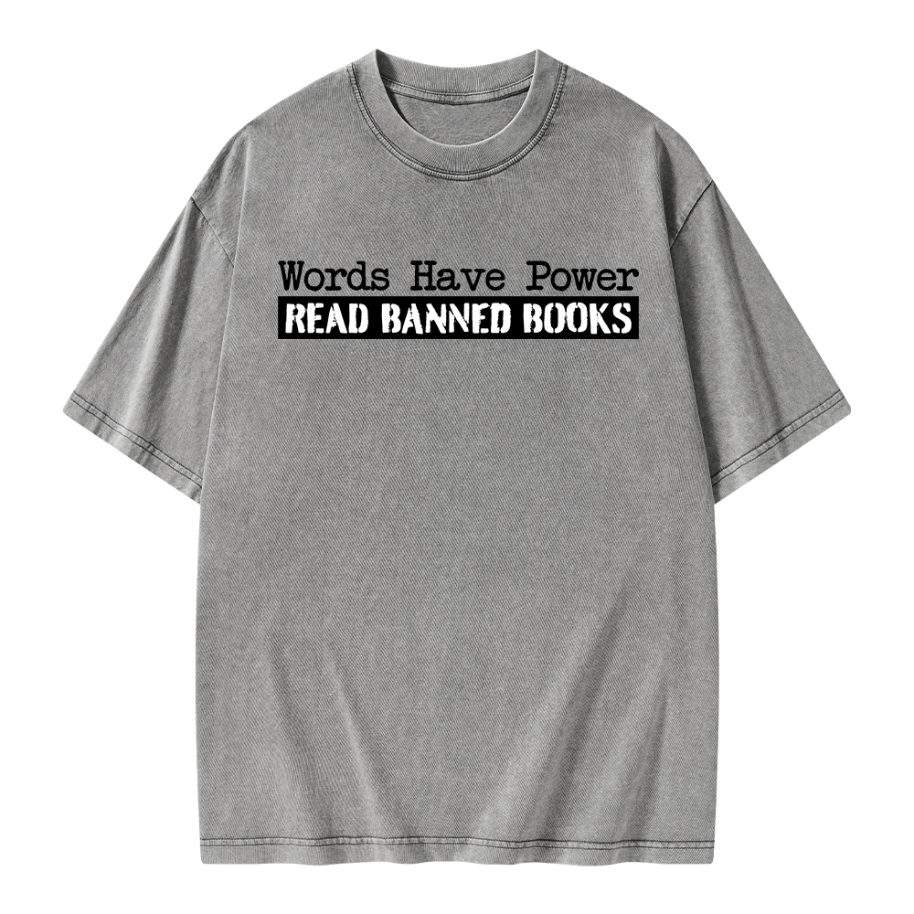 Pagewings Words Have Power Read Banned Books Unisex Washed T-shirt