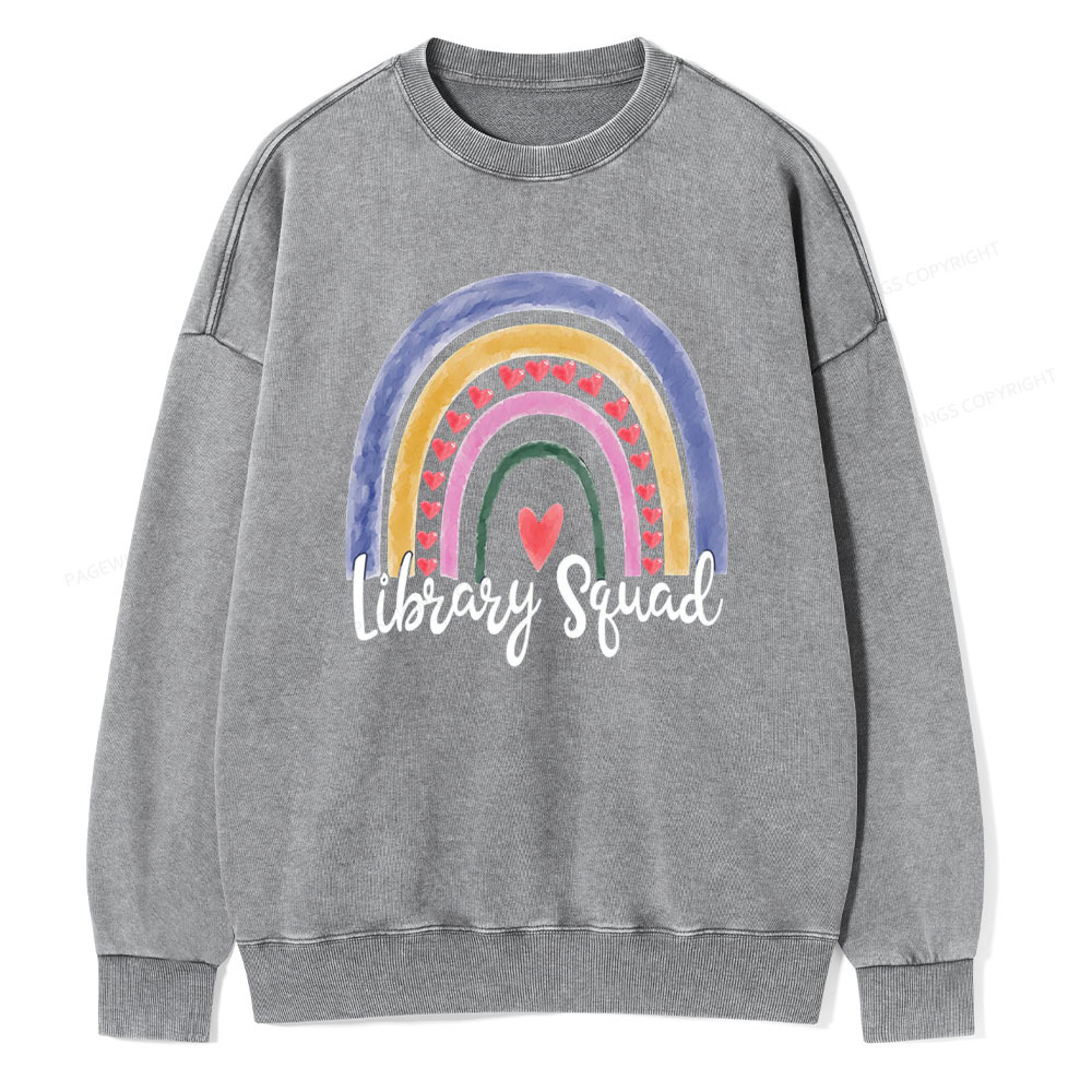Pagewings Librarian Tee, Library Team Tee, Library Squad Shirt Unisex Washed Sweatshirt