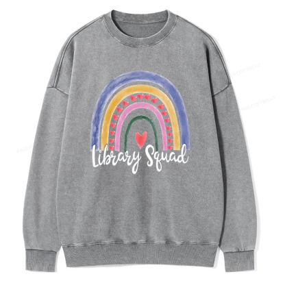 Pagewings Librarian Tee, Library Team Tee, Library Squad Shirt Unisex Washed Sweatshirt
