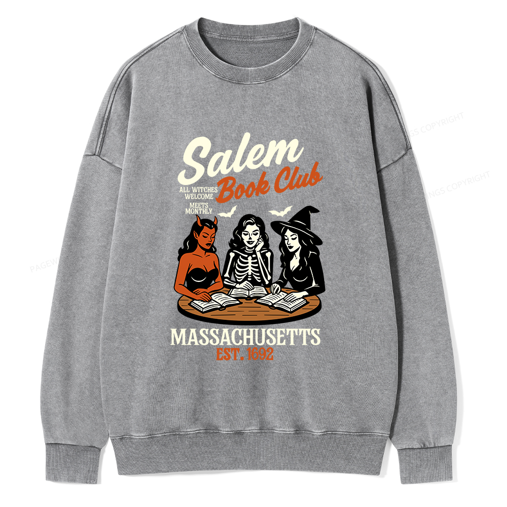 Pagewings Salem Book Club Unisex Washed Sweatshirt
