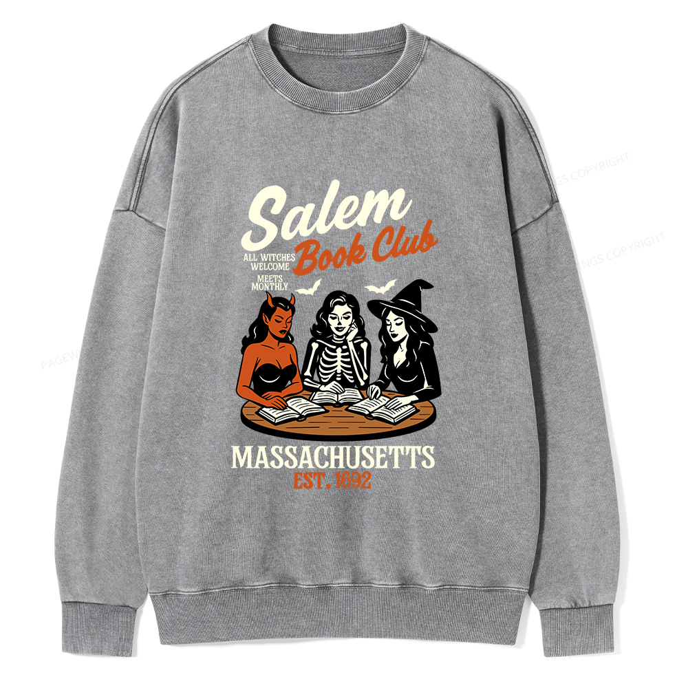 Pagewings Salem Book Club Unisex Washed Sweatshirt