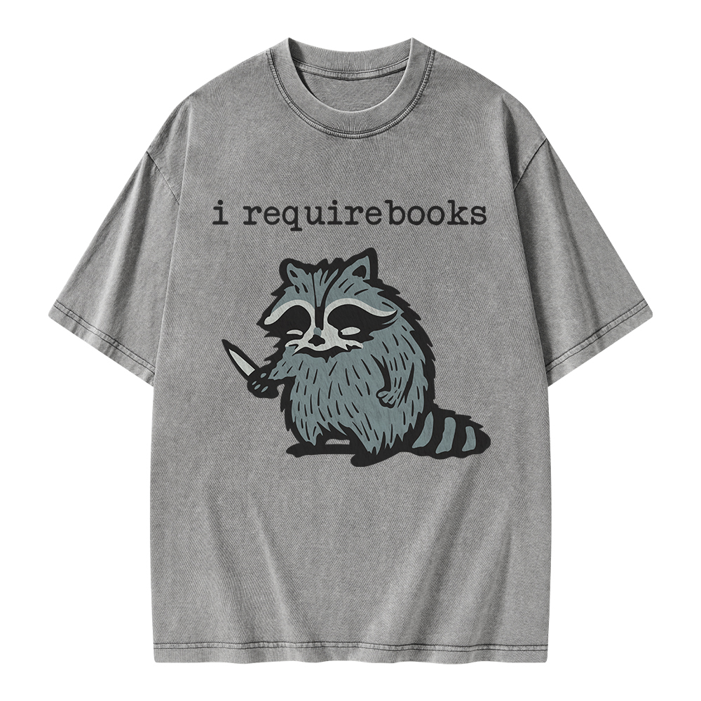 Pagewings I Require Books Unisex Washed T-shirt