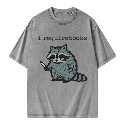 Pagewings I Require Books Unisex Washed T-shirt
