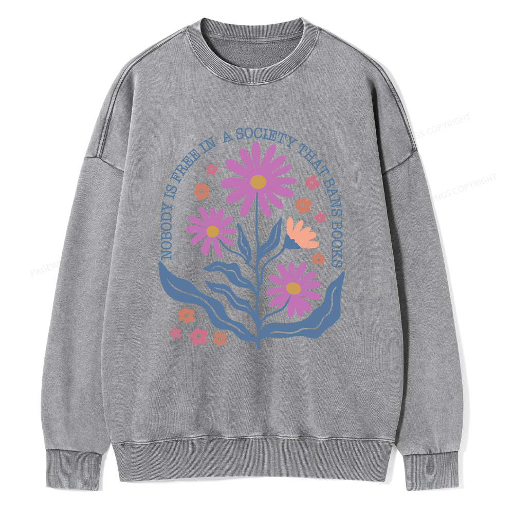 Pagewings Read Banned Books Shirt, Social Justice Gift Unisex Washed Sweatshirt