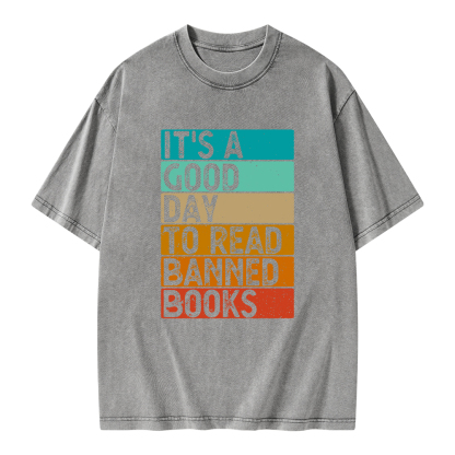 Pagewings It’s A Good Day To Read Banned Books Unisex Washed T-shirt