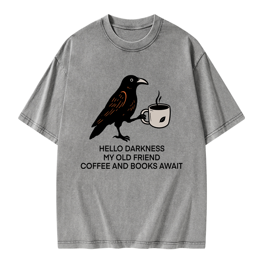 Pagewings Coffee And Books Await Unisex Washed T-shirt