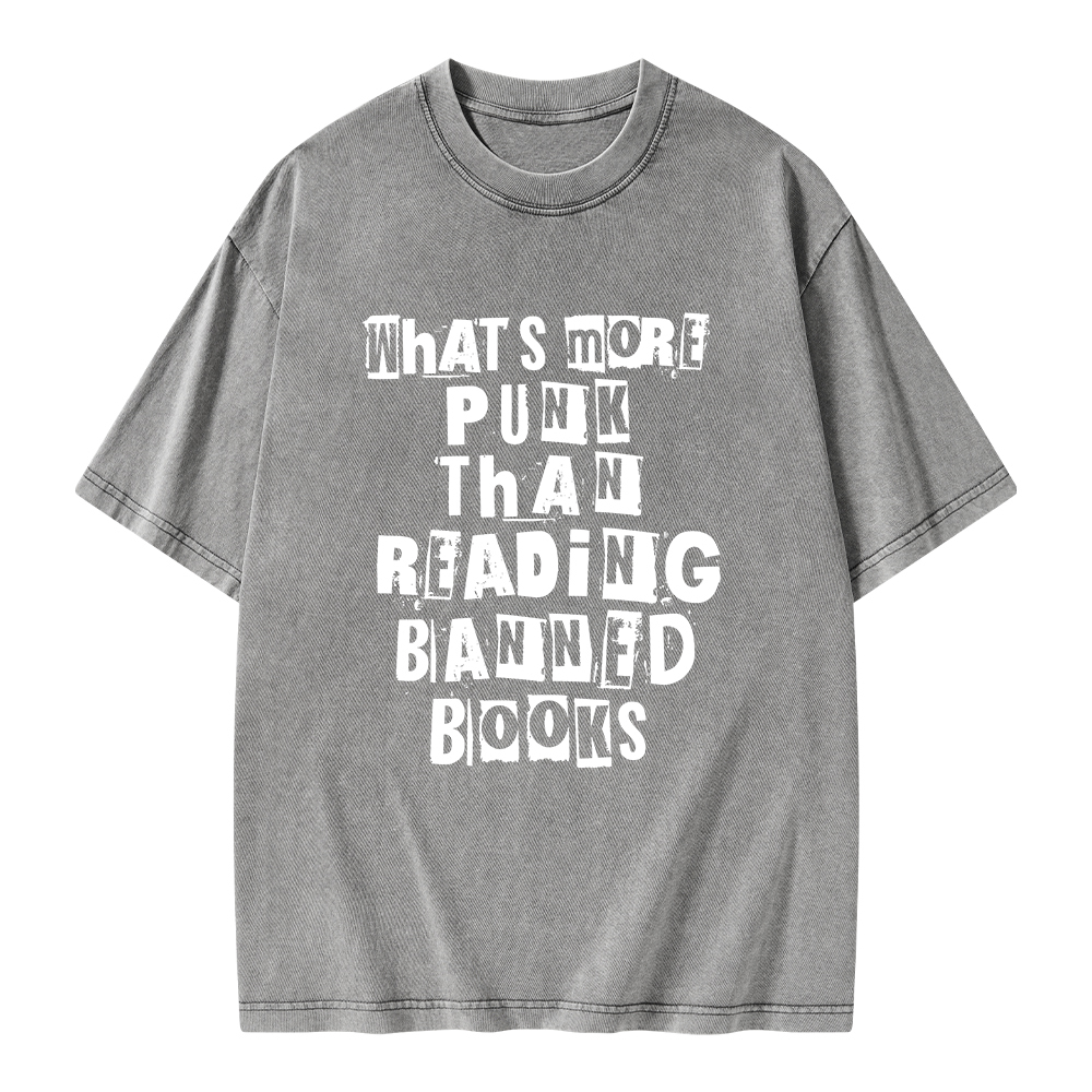 Pagewings What’s More Punk Than Reading Banned Books Unisex Washed T-s