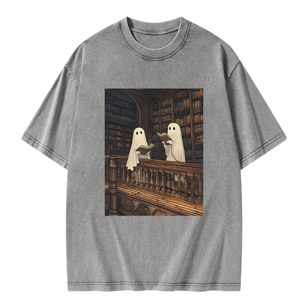 Pagewings Ghost Reading Unisex Washed T-shirt