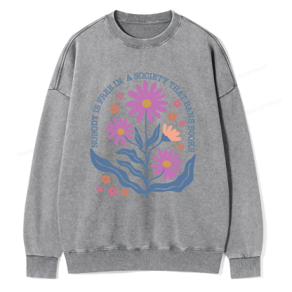 Pagewings Read Banned Books Shirt, Social Justice Gift Unisex Washed Sweatshirt
