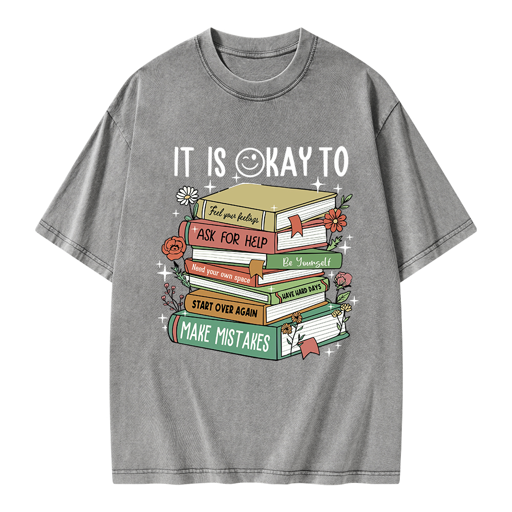 Pagewings It Is Okay To Feel Your Feelings Unisex Washed T-shirt