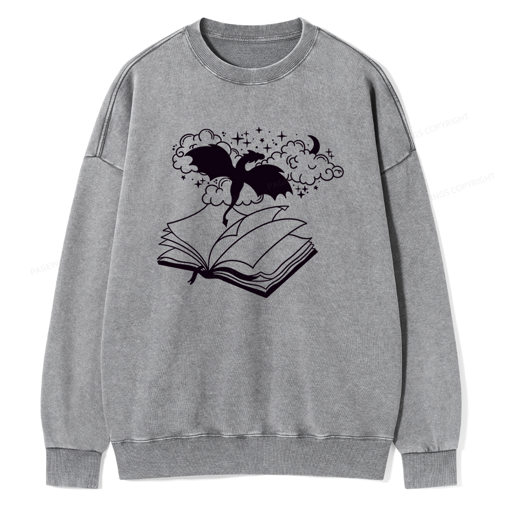 Pagewings Dragon Book Unisex Tee Unisex Washed Sweatshirt