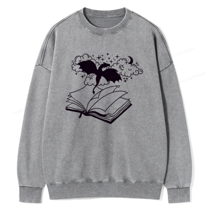 Pagewings Dragon Book Unisex Tee Unisex Washed Sweatshirt