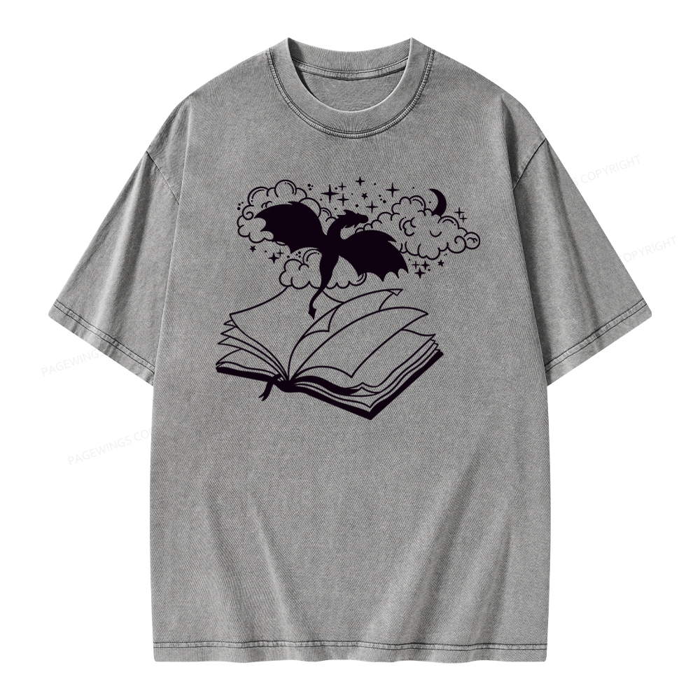 Pagewings Dragon Book Unisex Tee Unisex Washed T-shirt