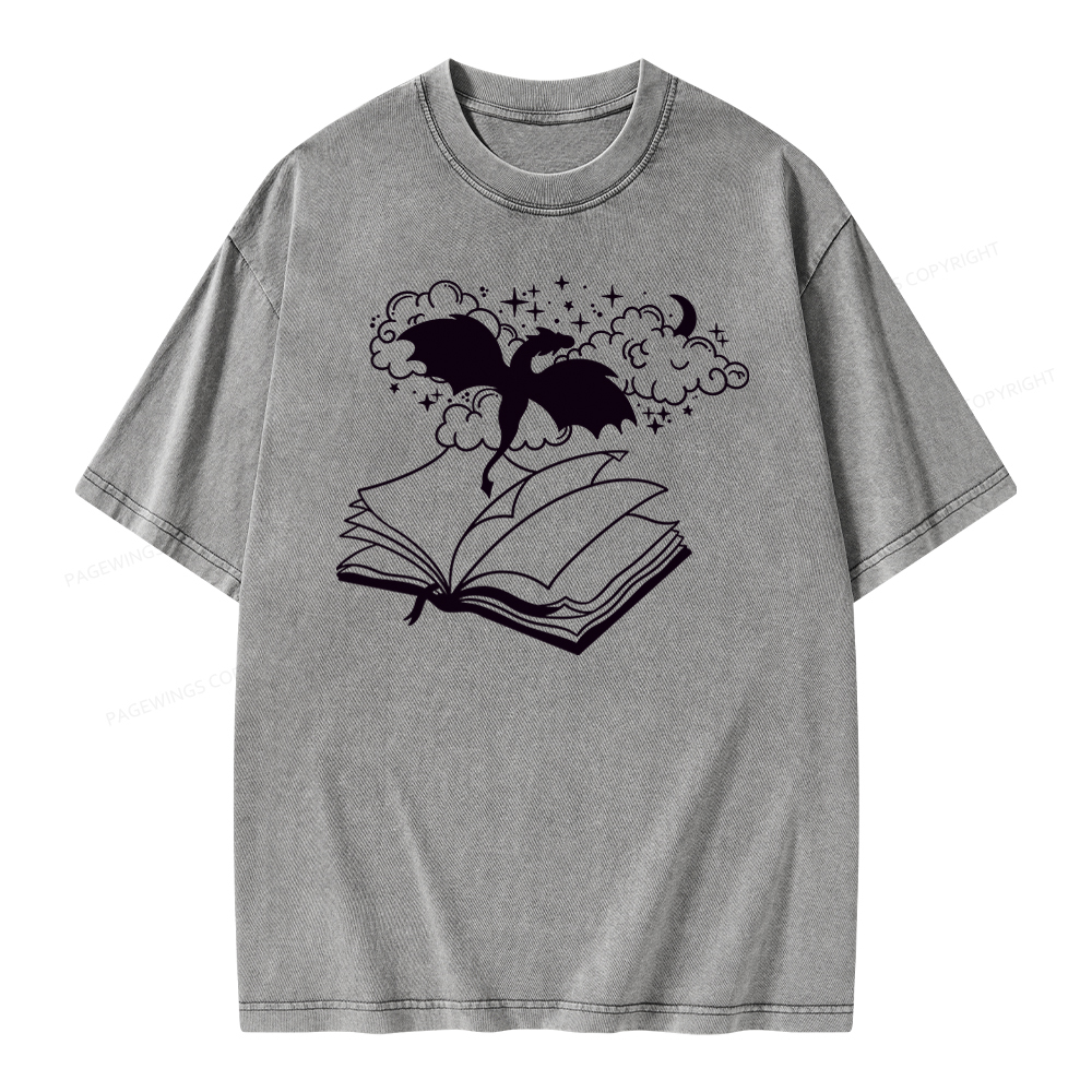 Pagewings Dragon Book Unisex Tee Unisex Washed T-shirt
