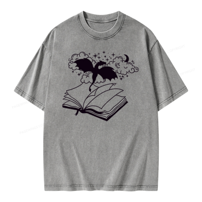 Pagewings Dragon Book Unisex Tee Unisex Washed T-shirt